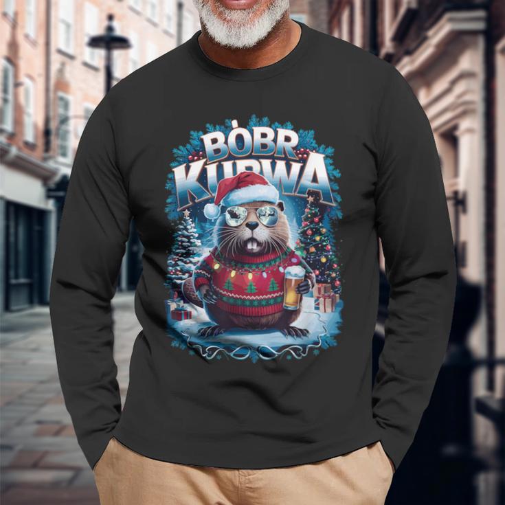 Bóbr Christmas Jumper Christmas Bieber Kurwa Costume Bobr Langarmshirts Geschenke für alte Männer