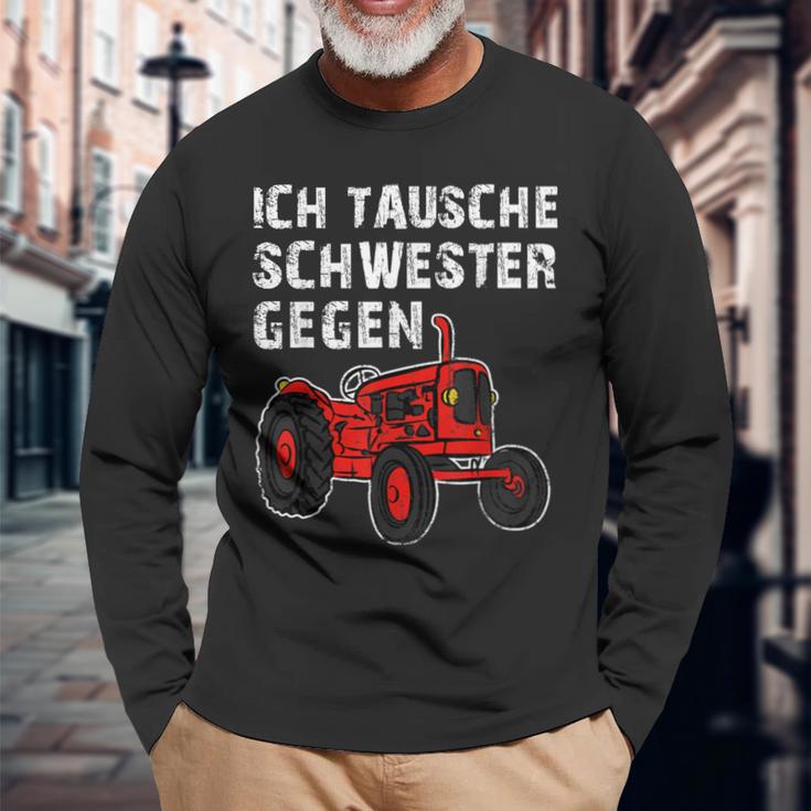 With Brother Siblings Family Tractor Stolzer Bruder Langarmshirts Geschenke für alte Männer