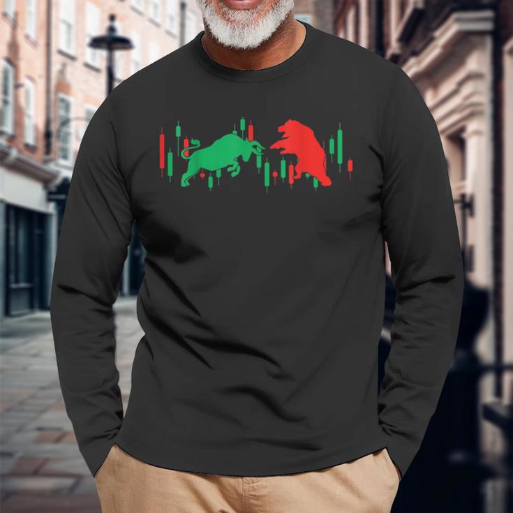 Bulls Bear Stock Exchange Investor Wall Street S Langarmshirts Geschenke für alte Männer