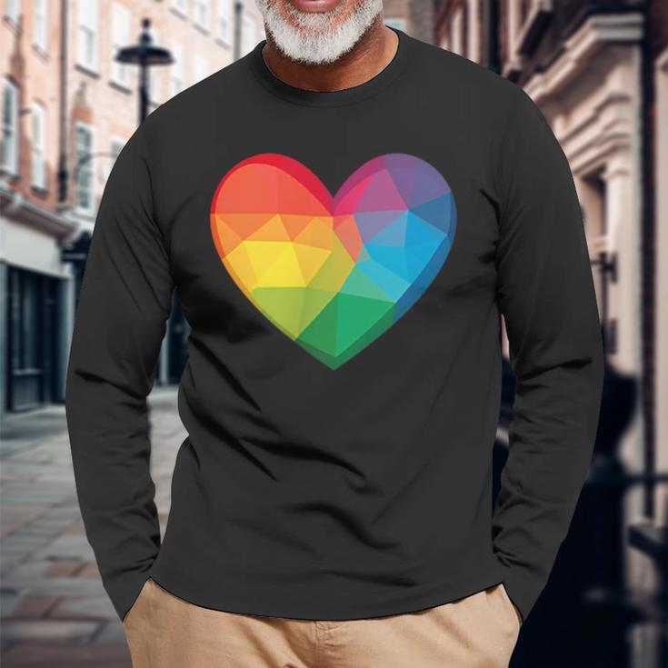 Buntes Herz Regenbogen Langarmshirts Geschenke für alte Männer