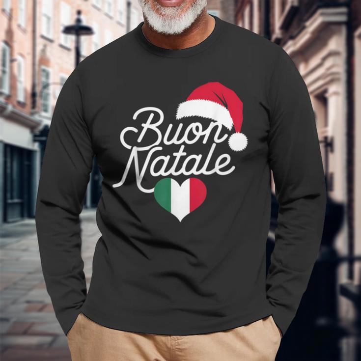 Buon Natale Italian Christmas Christmas Italy Flag Heart Langarmshirts Geschenke für alte Männer