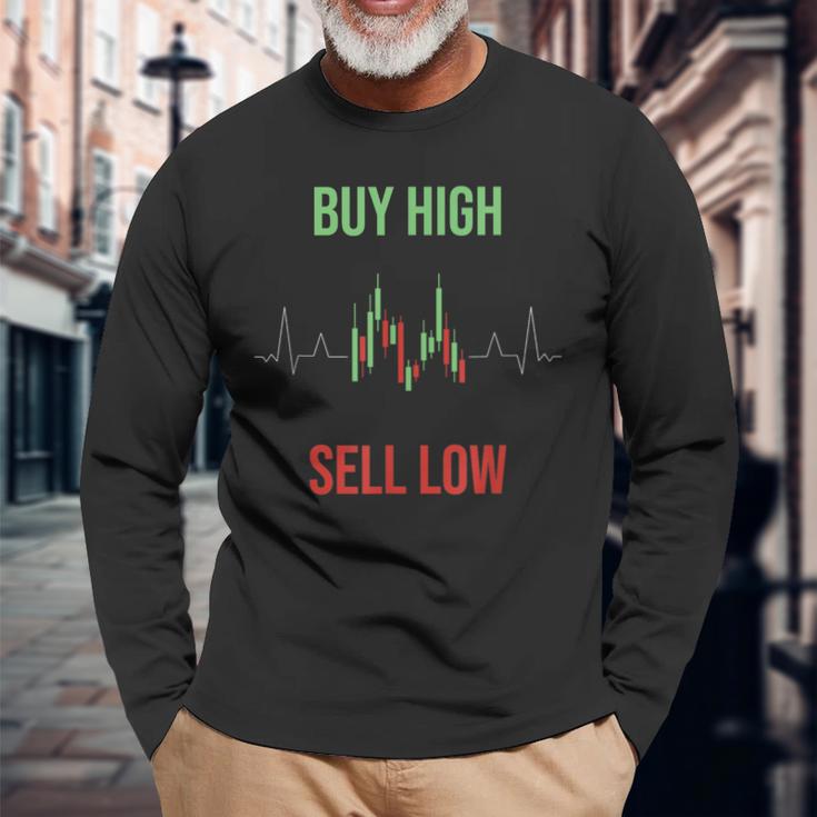 Buy High Sell Low Trading Langarmshirts Geschenke für alte Männer