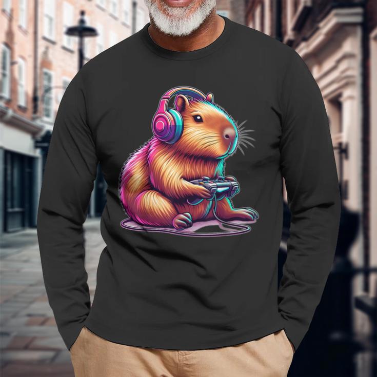 Capybara Gamer ideo Games Lovers Langarmshirts Geschenke für alte Männer