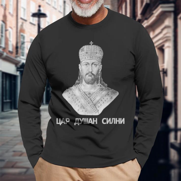 Car Dusan Silni King Of Serbia Srbija Tsar Emperor King Langarmshirts Geschenke für alte Männer