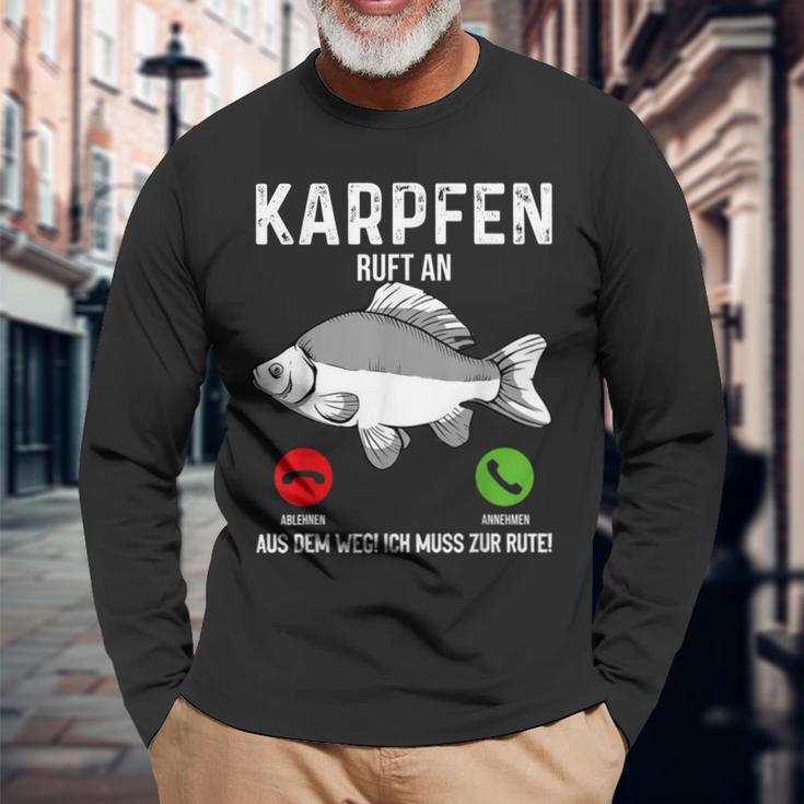 Carp Fishing I Saying Angler Dad Carp Fishing Langarmshirts Geschenke für alte Männer