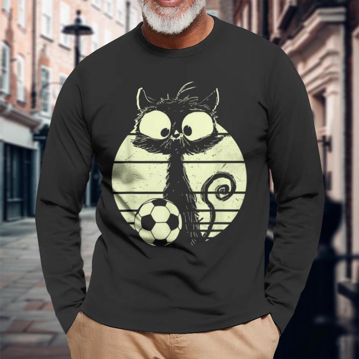 Cat Footballer Cats Cute Cat Langarmshirts Geschenke für alte Männer