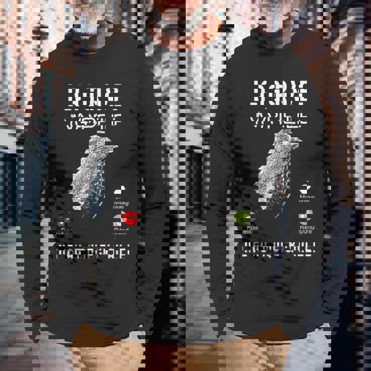 Chasser La Grive Humour Cadeau Chasseur De Grive Gibier T-shirt à manches longues Cadeaux pour les vieillards