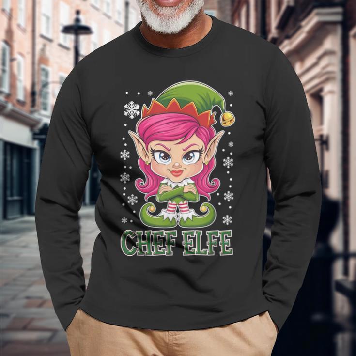 Chef Elf Saying Outfit Christmas Langarmshirts Geschenke für alte Männer