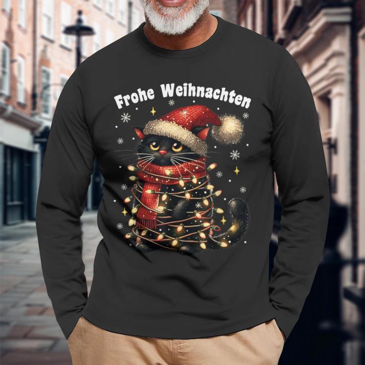 Christmas Outfit Cat With Christmas Lights Christmas Langarmshirts Geschenke für alte Männer