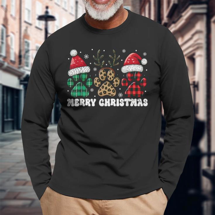 Christmas Outfit Christmas Party Outfit Cat Dog Paw Langarmshirts Geschenke für alte Männer