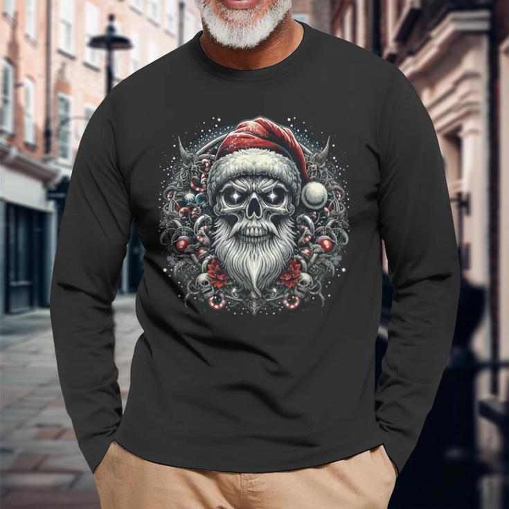 Christmas Skull Christmas Death Heavy Xmas Langarmshirts Geschenke für alte Männer