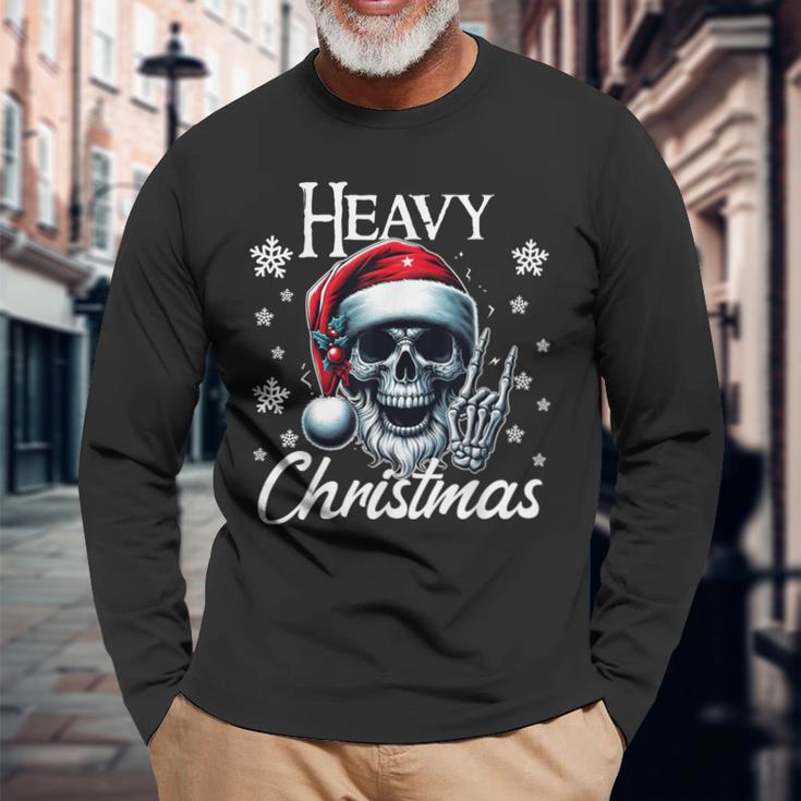 Christmas Skull Christmas Heavy Xmas Skeleton Langarmshirts Geschenke für alte Männer