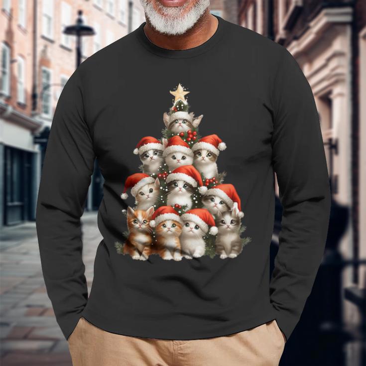 Christmas Tree Christmas Cats Christmas Langarmshirts Geschenke für alte Männer