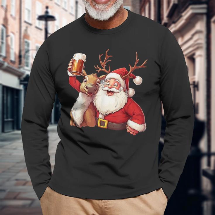 Christmas Tree Santa Reindeer Christmas Langarmshirts Geschenke für alte Männer