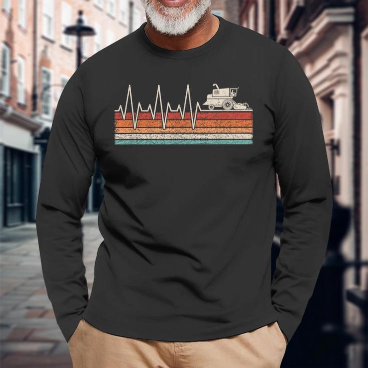 Combine Harvester Heartbeat Harvester Pulse Bauer Heart Rate Langarmshirts Geschenke für alte Männer