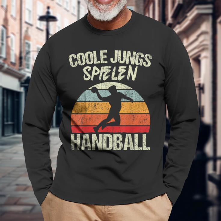 Cool Boys Playing Handball Handballer Boys Children's Langarmshirts Geschenke für alte Männer