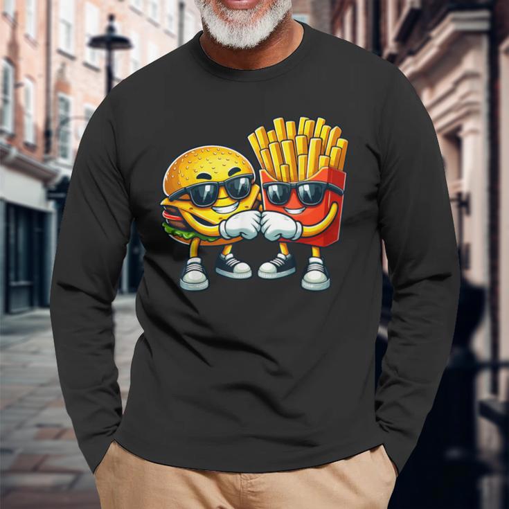 Cool Cheese Burger And Fries Fast Food Lovers Langarmshirts Geschenke für alte Männer