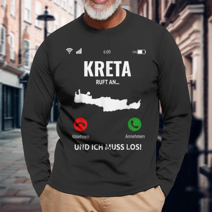 Crete Call An Greece Island Holiday Travel S Langarmshirts Geschenke für alte Männer