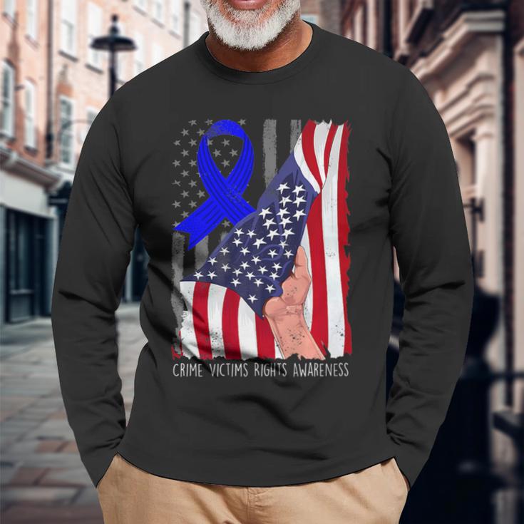 Victim Rights Ribbon Crime Victims Rights Awareness Blue Ribbon American Flag Premium Long ...