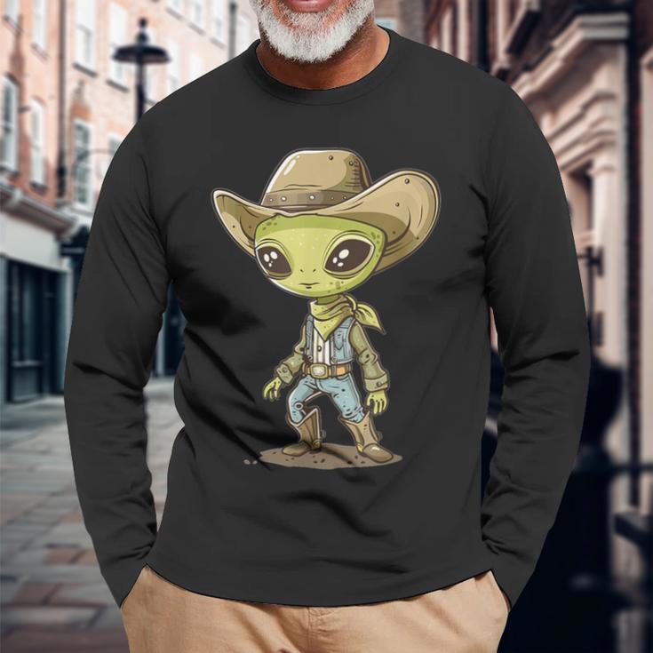 Cute Alien Cowboy Langarmshirts Geschenke für alte Männer