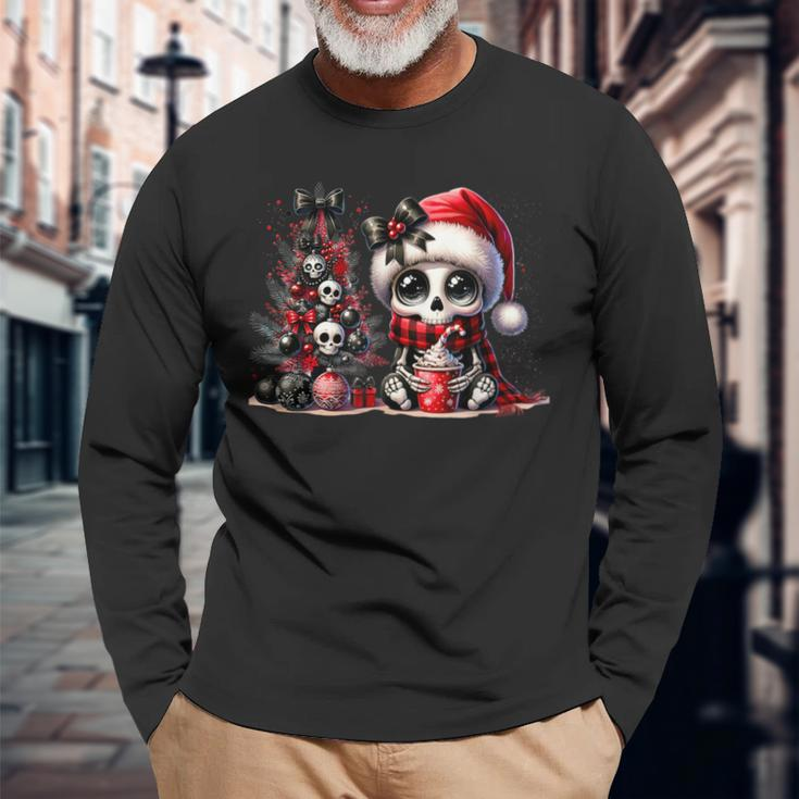 Cute Skeleton Skull Christmas Gothic Christmas Tree Langarmshirts Geschenke für alte Männer