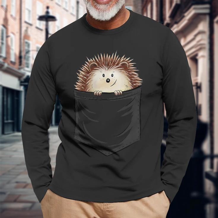 Casual Cute Spiky Hedgehog In Your Pocket Langarmshirts Geschenke für alte Männer