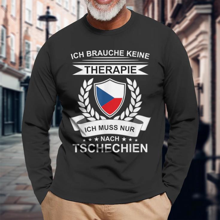 Czech Republic Holiday Fans Souvenir Czech Flag Cz Langarmshirts Geschenke für alte Männer