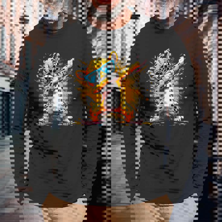 Dabbing Cheetah Sunglasses Cheetah Animal Colorful Long Sleeve T-Shirt Gifts for Old Men