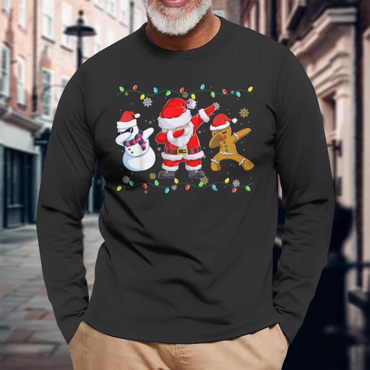 Dabbing Santa Claus Christmas Xmas Langarmshirts Geschenke für alte Männer