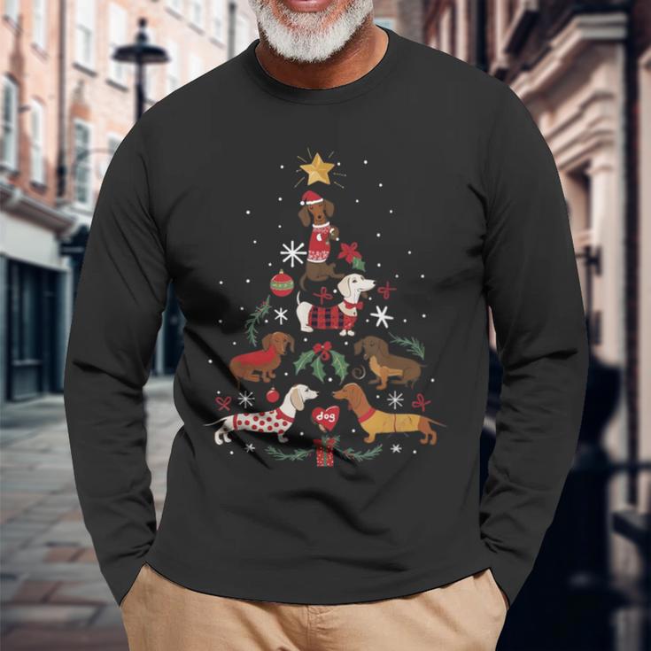 Dachshund Through The Snow Dog Christmas Tree Langarmshirts Geschenke für alte Männer