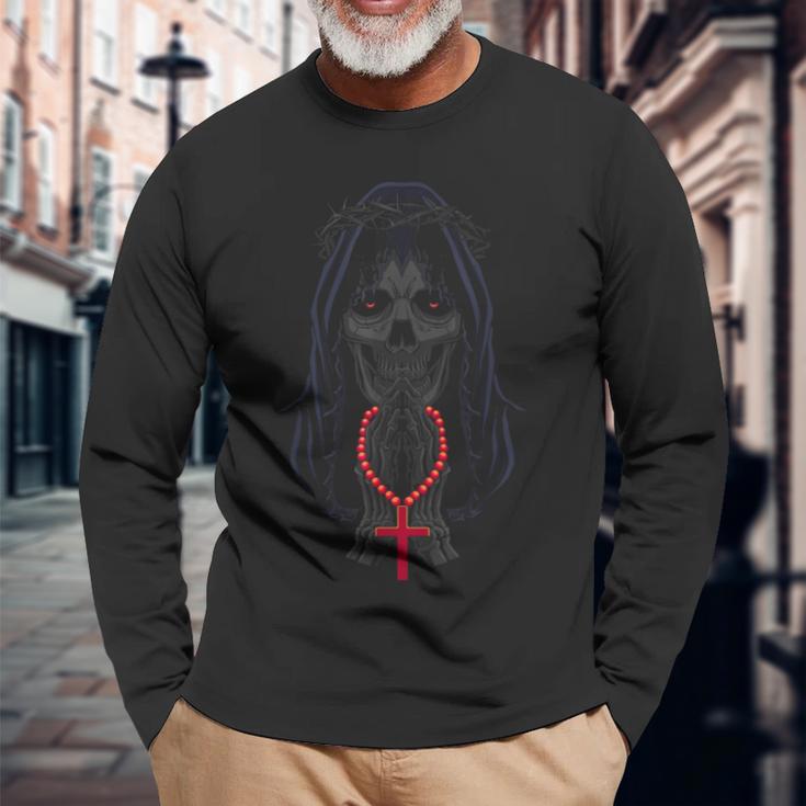 Day Of The Dead Prayer La Calavera Catrina Santa Muerte Langarmshirts Geschenke für alte Männer