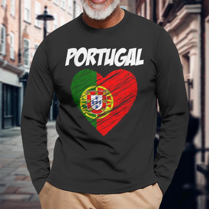 De La Bandera Del Corazón De Portugal I Love Portugal Camiseta de manga larga Regalos para ancianos