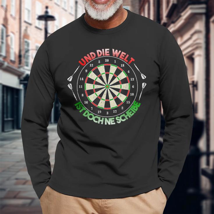 And Die Welt Ist Doch Ne Scheibe Dart Slogan Langarmshirts Geschenke für alte Männer