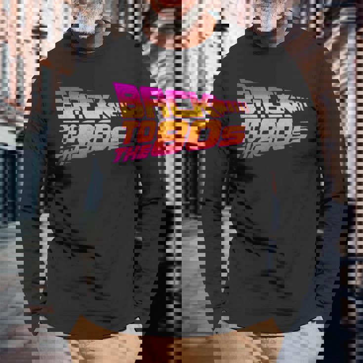 Disfraz De Regreso A Los 80 Disfraz Retro Fiesta De Camiseta de manga larga Regalos para ancianos