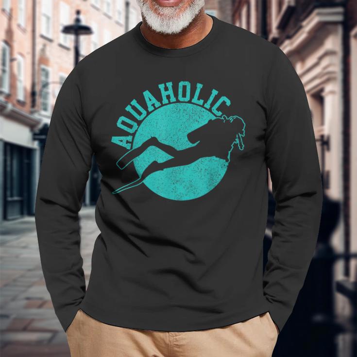 Diver Aquaholic Diving Langarmshirts Geschenke für alte Männer