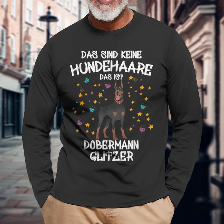 Dobermann Glitter Dog Holder Idea Dobi Dogs Fun Langarmshirts Geschenke für alte Männer