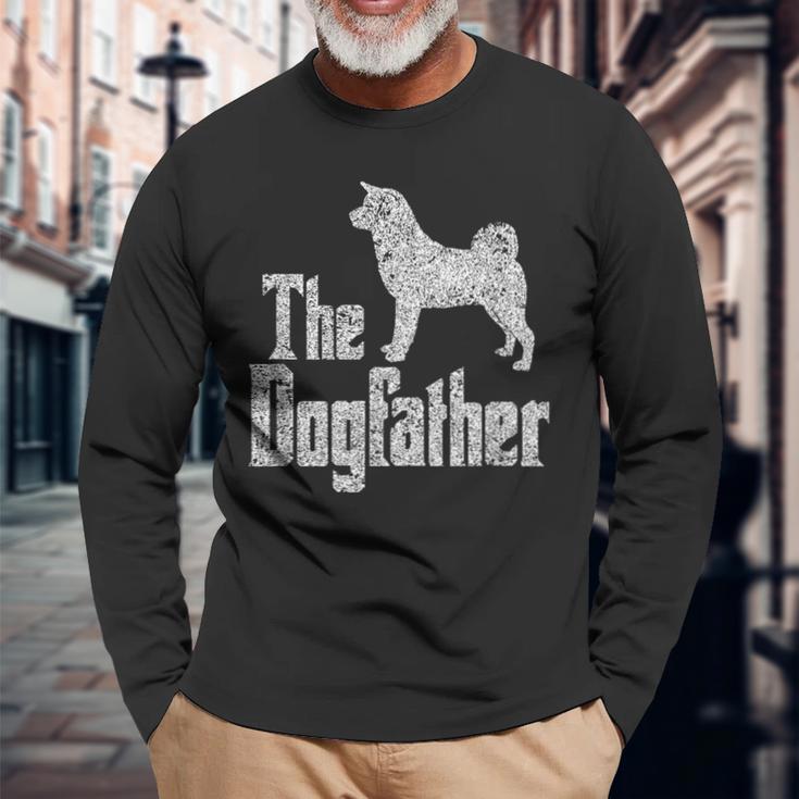 The Dogfather Akita Inu Dog Silhouette Langarmshirts Geschenke für alte Männer