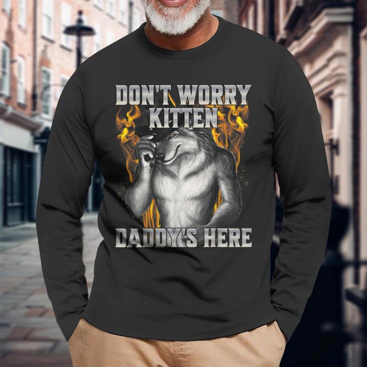 Dont Worry Kitten Daddys Here Langarmshirts Geschenke für alte Männer