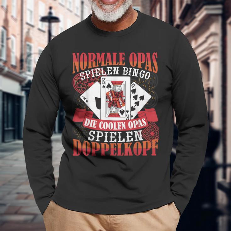 Double Head Grandpa Normal Grandpa Playing Bingo Langarmshirts Geschenke für alte Männer