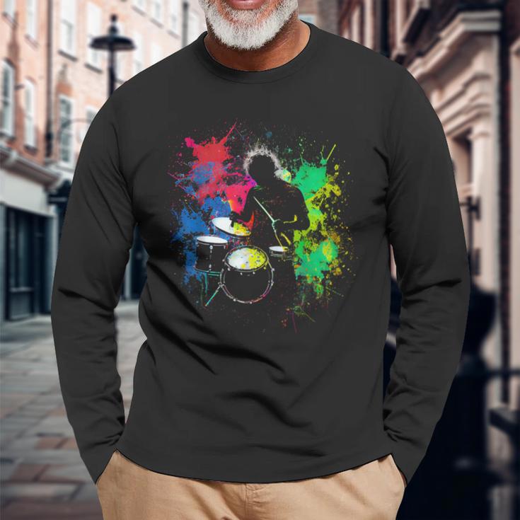 Drummer Musician Drummer For Drummers Langarmshirts Geschenke für alte Männer