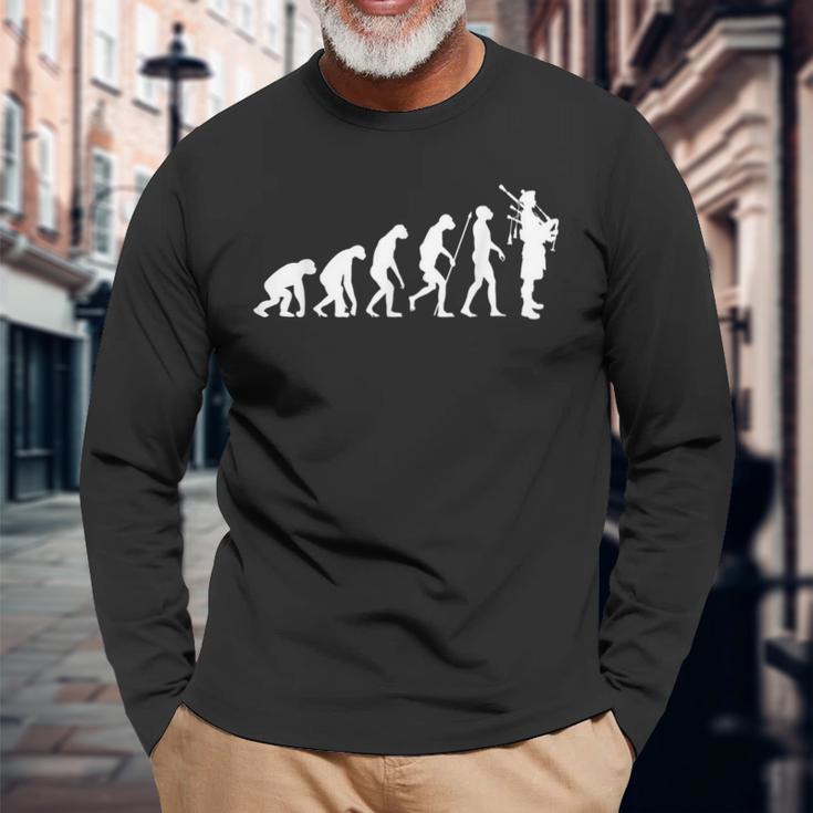 Dudelsack Evolution Dudelsackspieler Schottland Geschenk Langarmshirts Geschenke für alte Männer