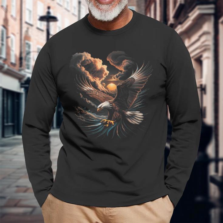 Eagle Bird Watching Wildlife American Pride Bald Eagle Usa Langarmshirts Geschenke für alte Männer