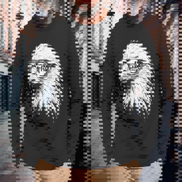 Eagles Face With Sunglasses Vintage Eagle Eyes Bird Lover Long Sleeve T-Shirt Gifts for Old Men