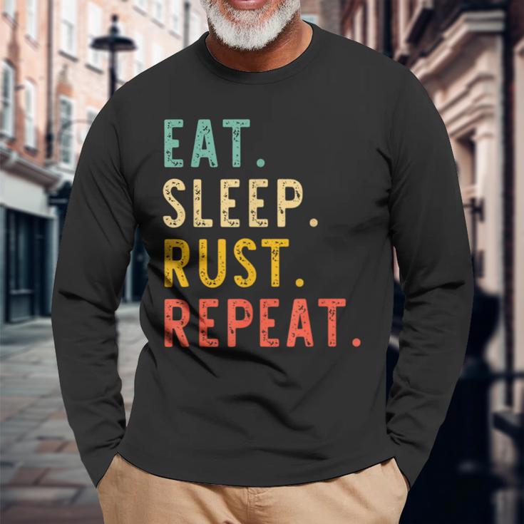 Eat Sleep Rust Repeat Programming Retrointage Langarmshirts Geschenke für alte Männer