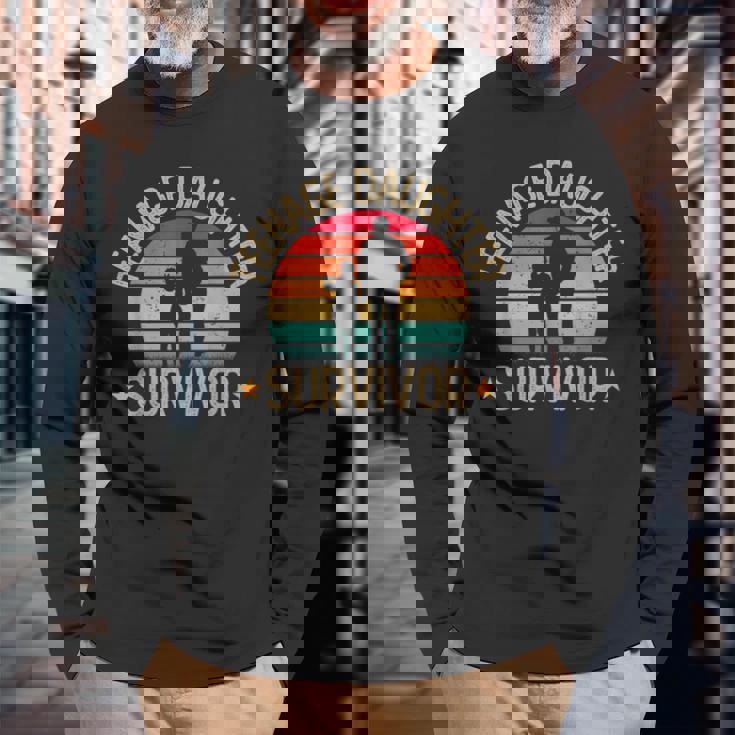 Father's Day Nage Daughter Survivor Dad Retro Long Sleeve T-Shirt Gifts for Old Men