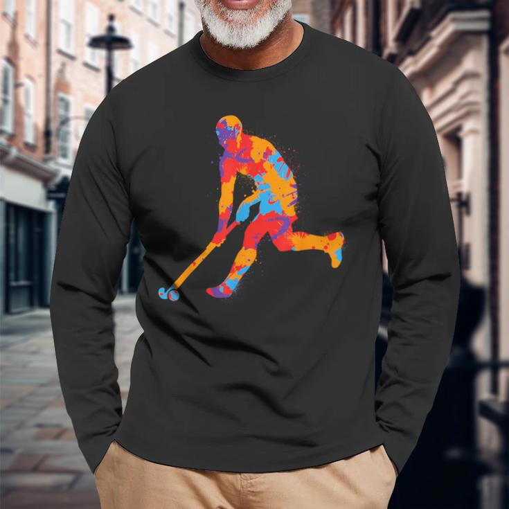 Field Hockey Colourful Hockey Player Children's Hockey Boys Langarmshirts Geschenke für alte Männer