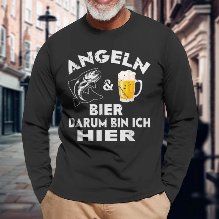 Fisch&Bier Darum Bin Ich Hier Angler Langarmshirts Geschenke für alte Männer