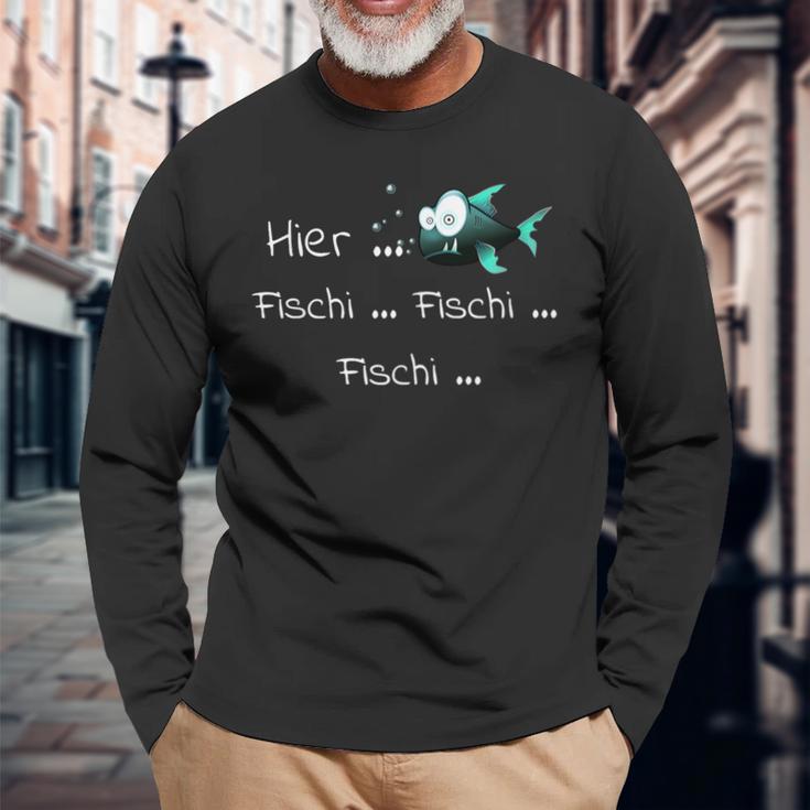 Here Fischi As A For Anglers Langarmshirts Geschenke für alte Männer