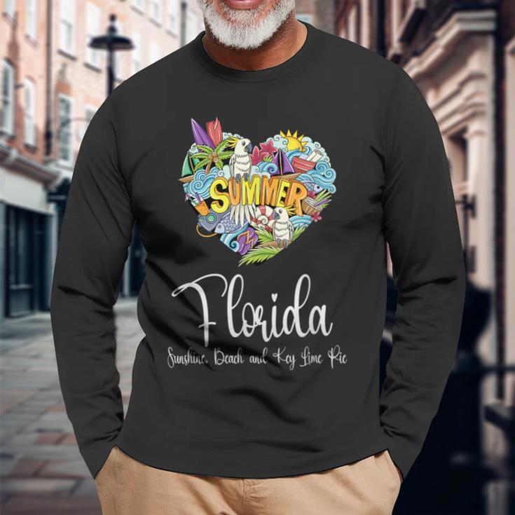 Florida Sunshine Beach And Key Lime Pie Florida Langarmshirts Geschenke für alte Männer