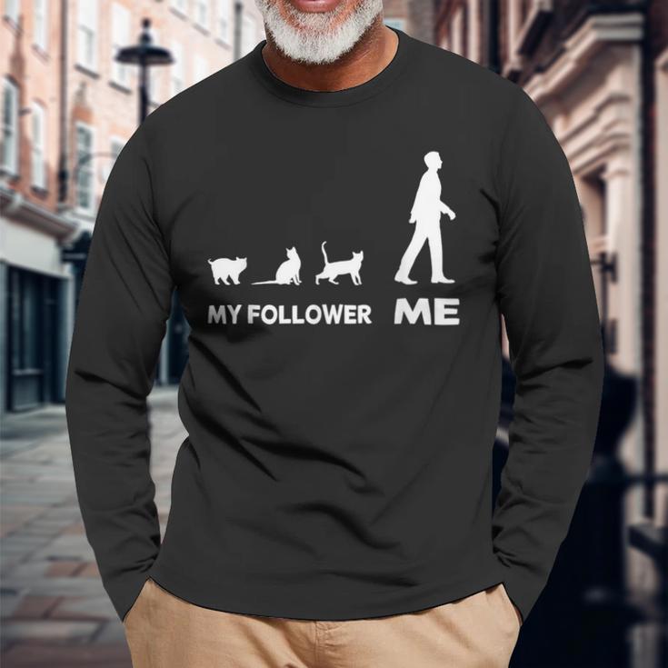 My Follower Me Cat Cute Cat Cute Langarmshirts Geschenke für alte Männer